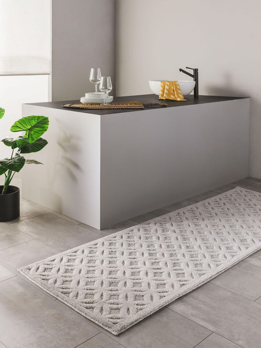 In- & Outdoor Teppich Läufer Bonte 75x220 cm Hellgrau
