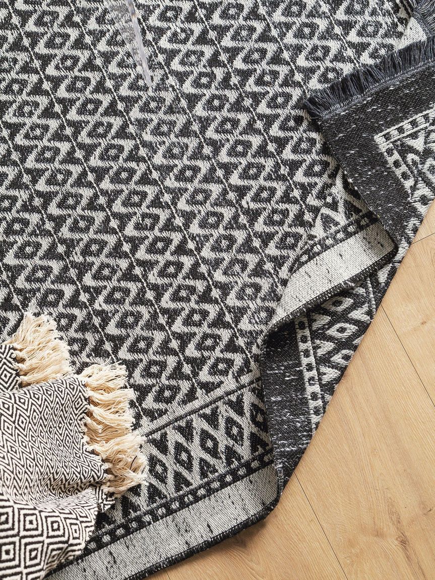 Teppich aus recyceltem Material Vigo Beige / Schwarz