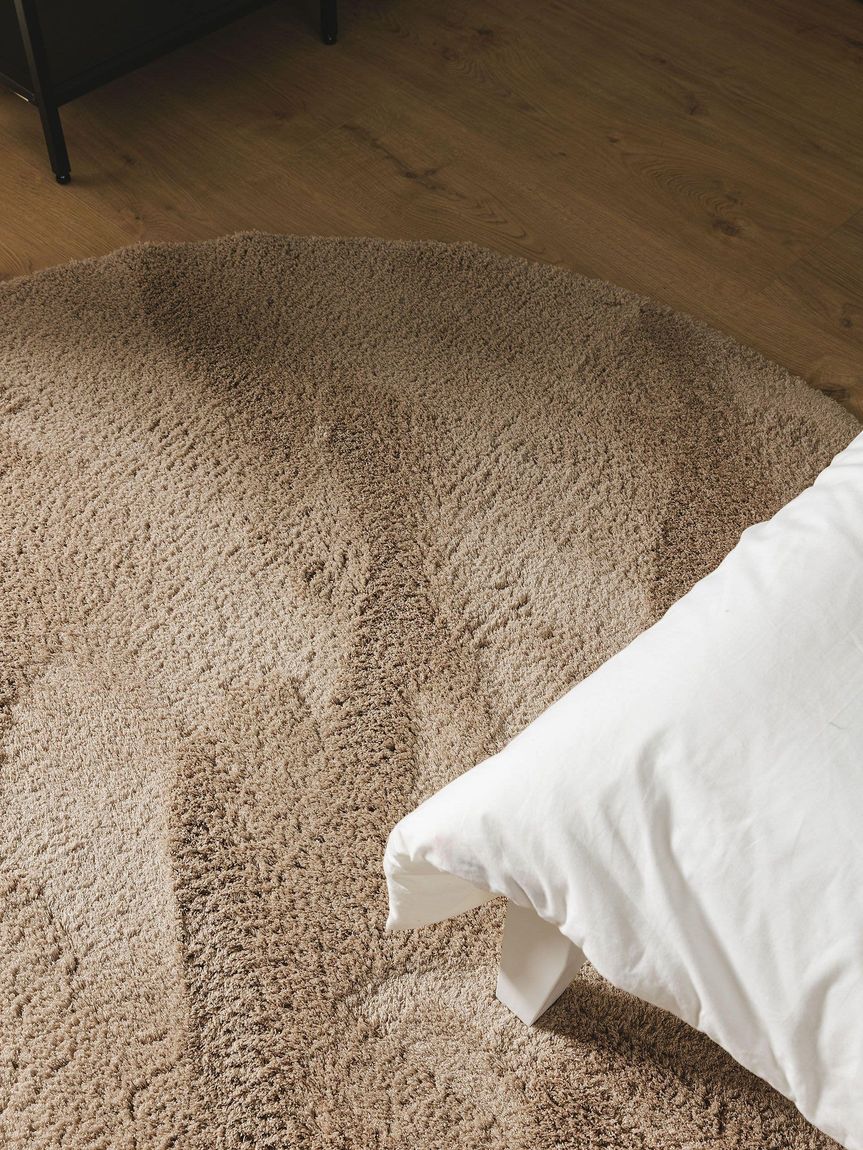 Hochflorteppich rund Soda Beige