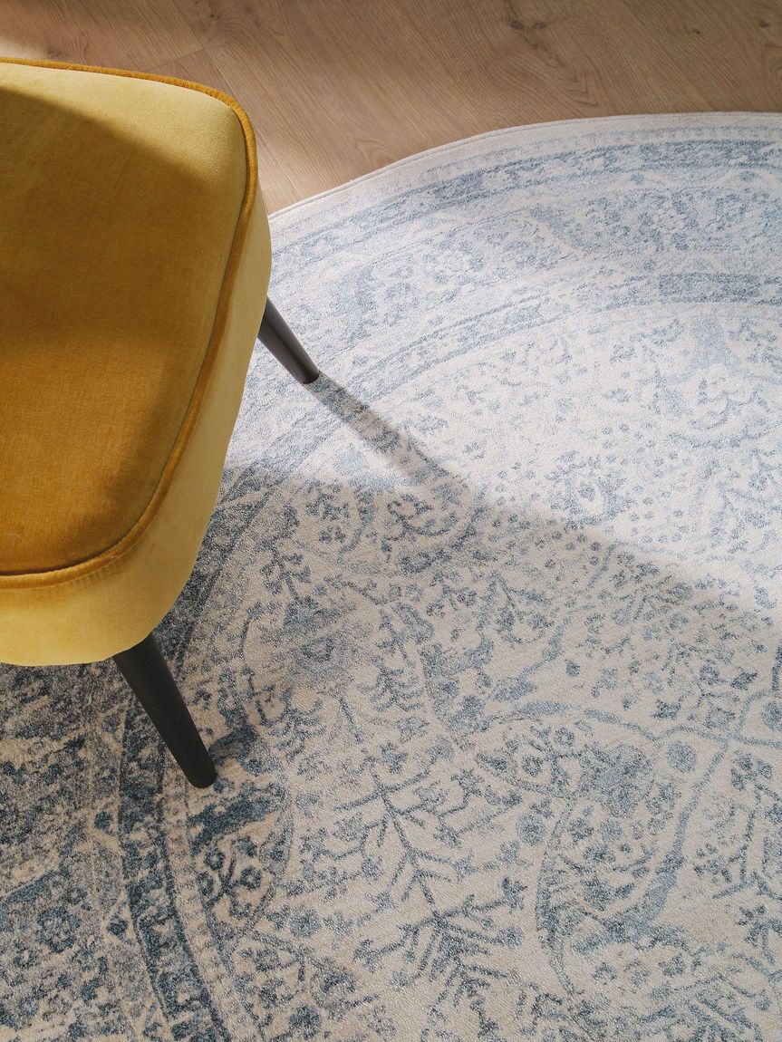 Viskoseteppich rund Haven Ø 160 cm rund Blau