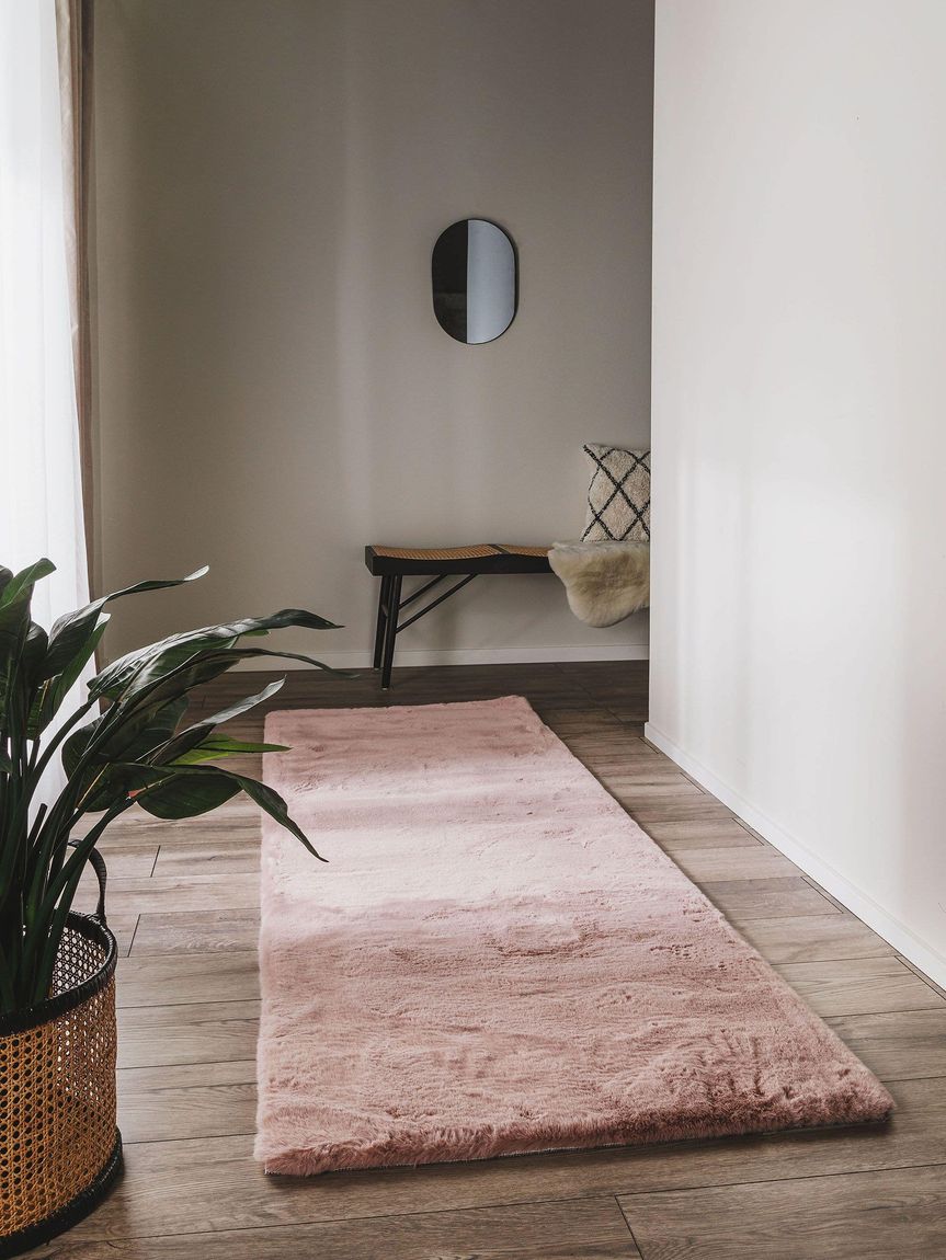 Kunstfell Teppich Läufer Dave 80x240 cm Rosa