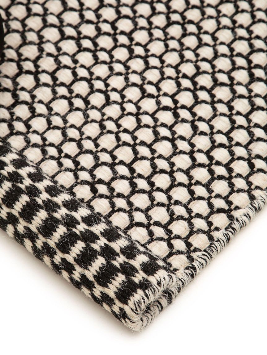 Wollteppich / Läufer Hector 70x200 cm Beige / Schwarz