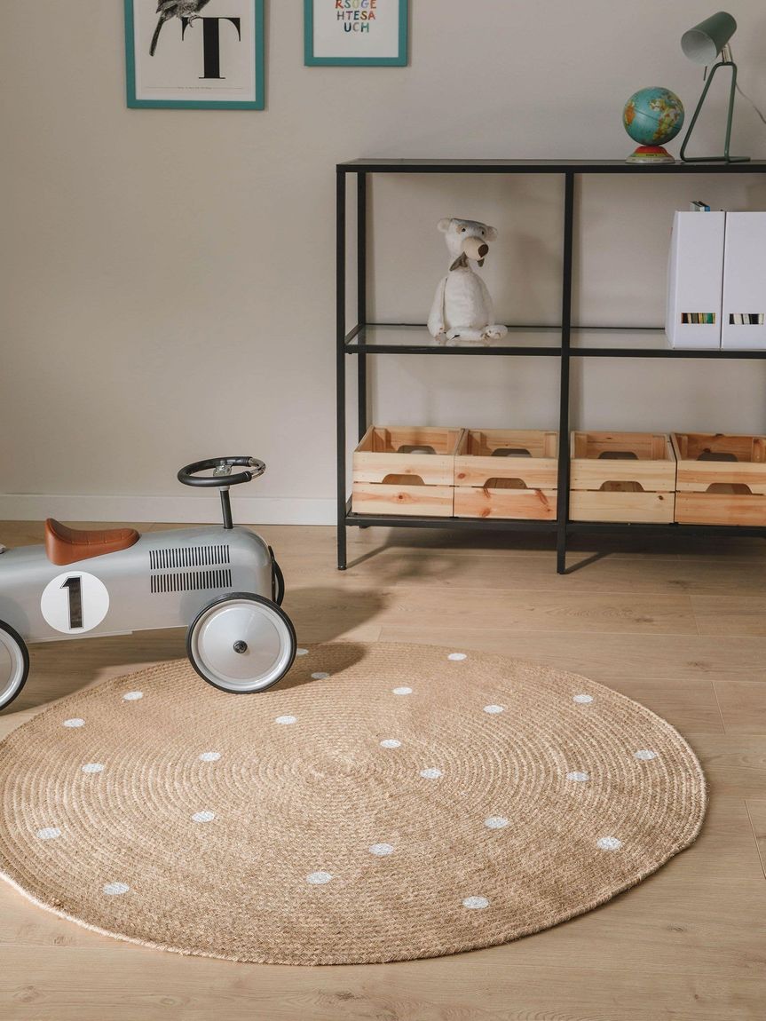 Kinderteppich rund Pippa 115 cm rund Hellbraun