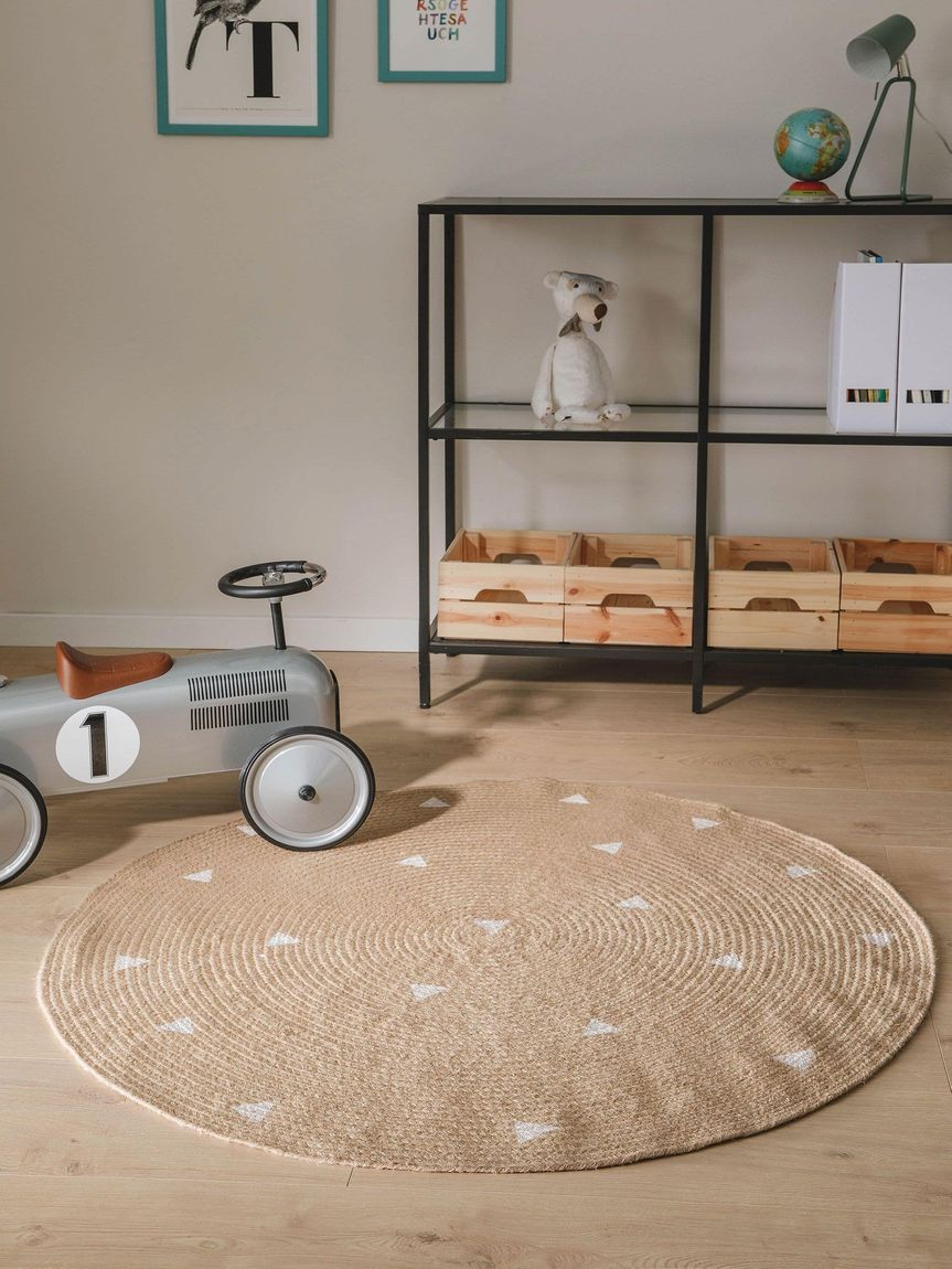 Kinderteppich rund Pippa 115 cm rund Hellbraun