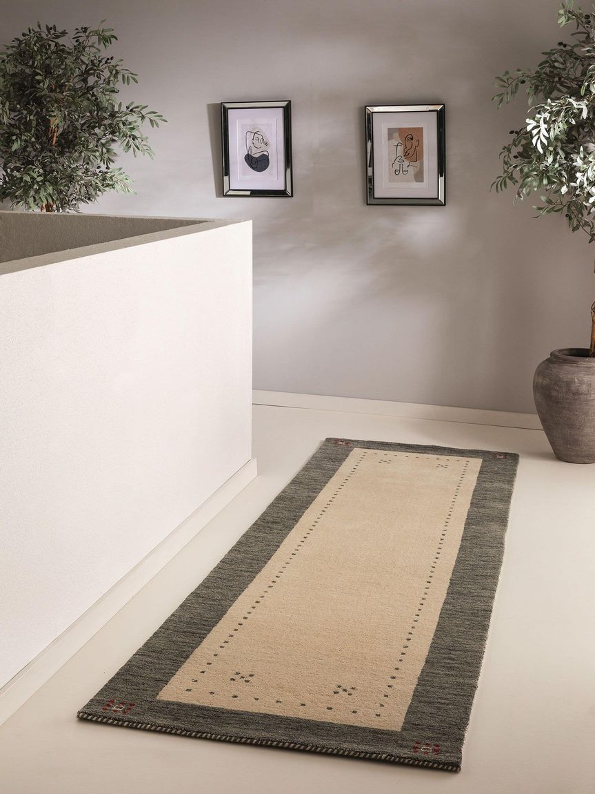 Wollteppich / Läufer Jamal Beige / Grau