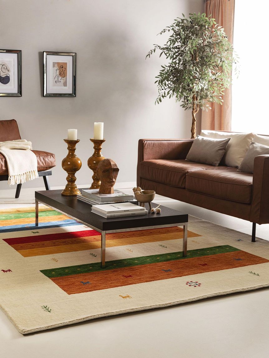 Wollteppich Jamal Bunt / Beige