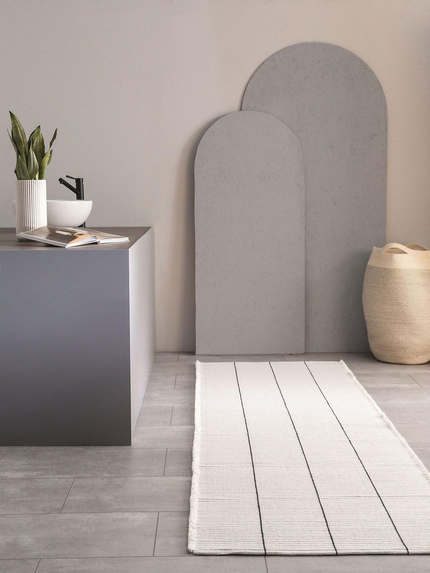 Teppich Läufer aus recyceltem Material Gaia 80x250 cm Weiß