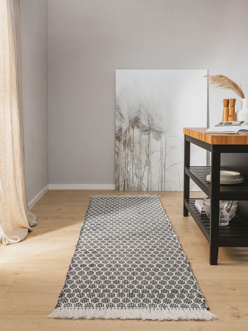 Teppich Läufer aus recyceltem Material Mimpi 80x250 cm Weiß / Schwarz