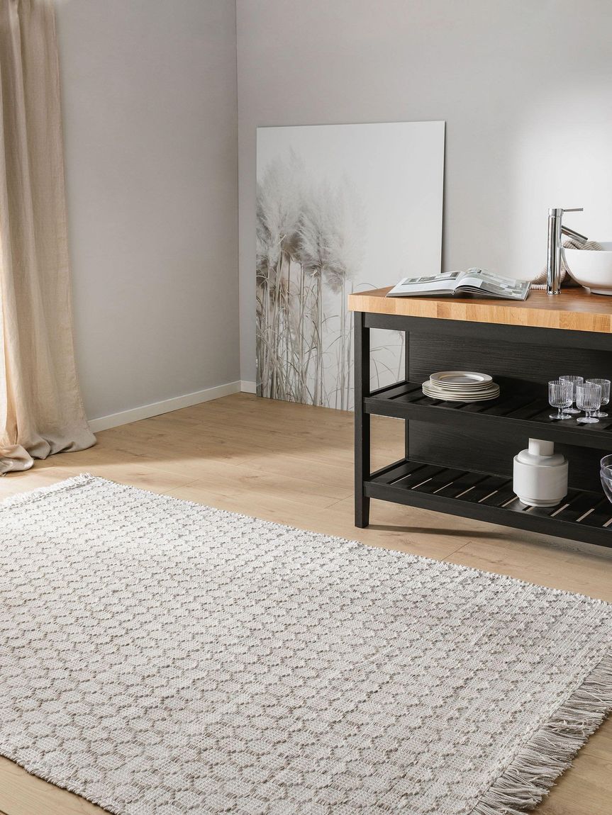 Teppich aus recyceltem Material Mimpi Hellgrau