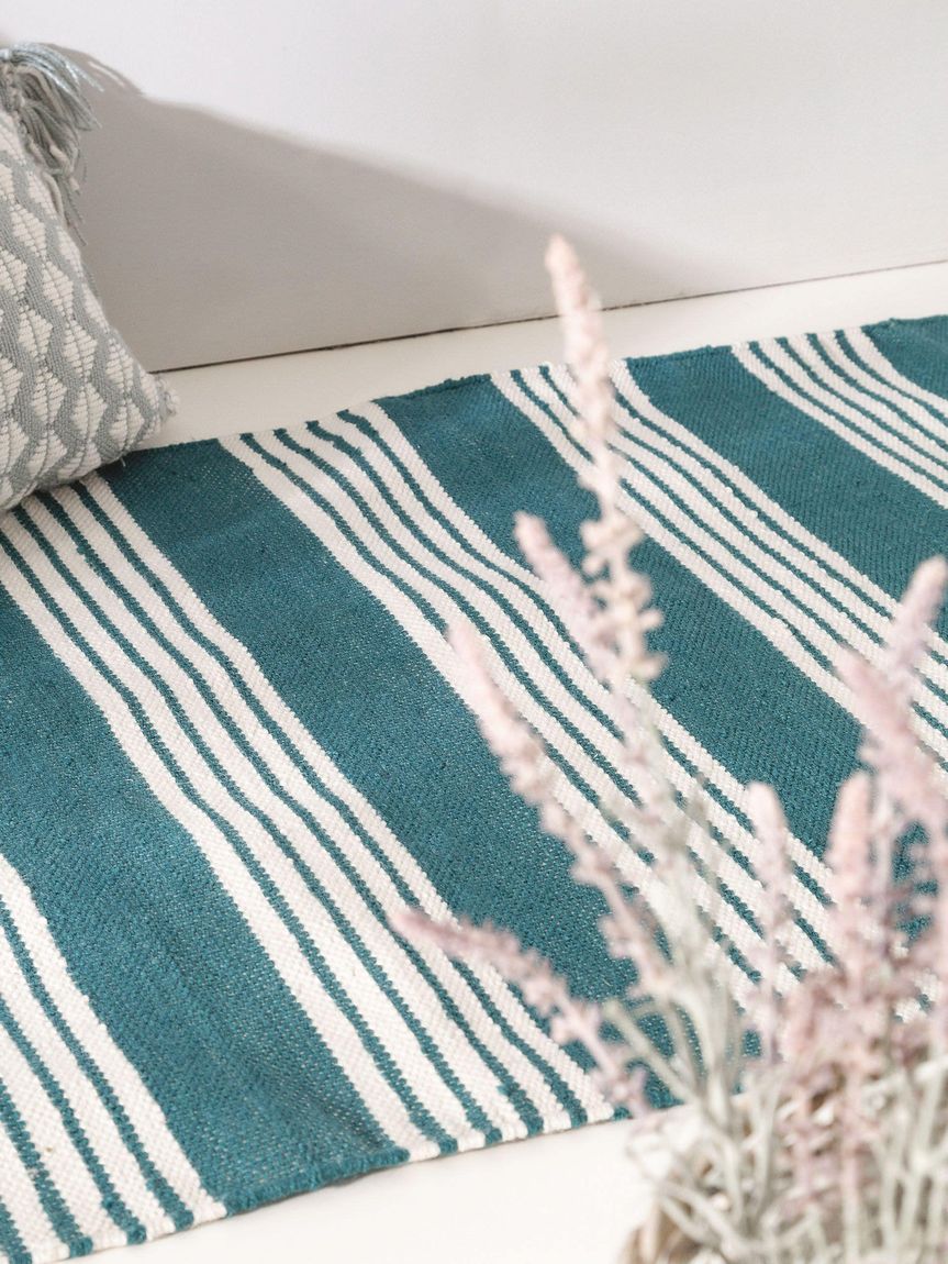Teppich Läufer aus recyceltem Material Dura Blau / Grün