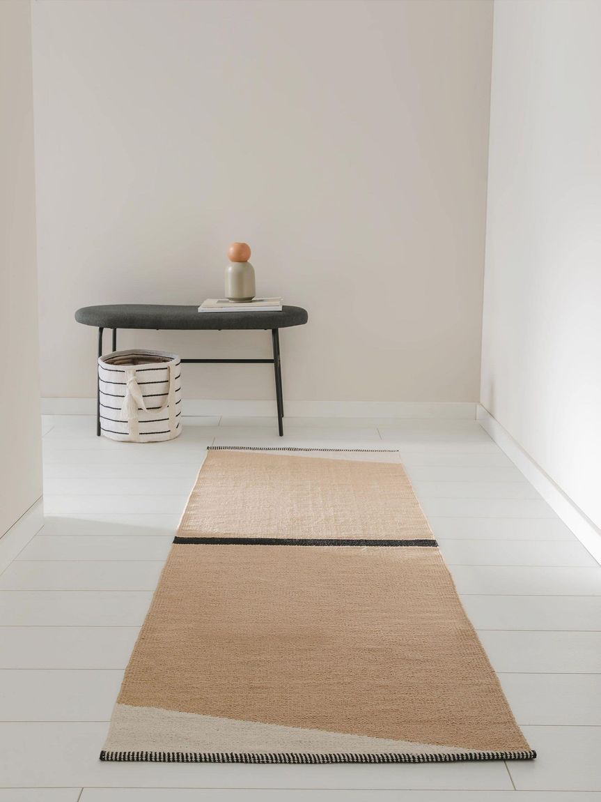 Baumwollteppich Läufer Lenny 70x200 cm Beige