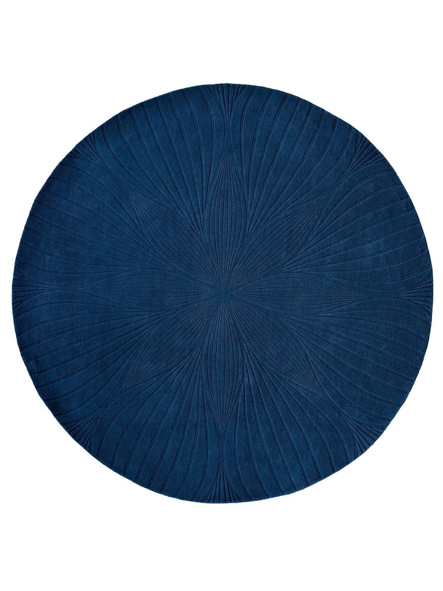 Wollteppich Folia Ø 150 cm rund Blau