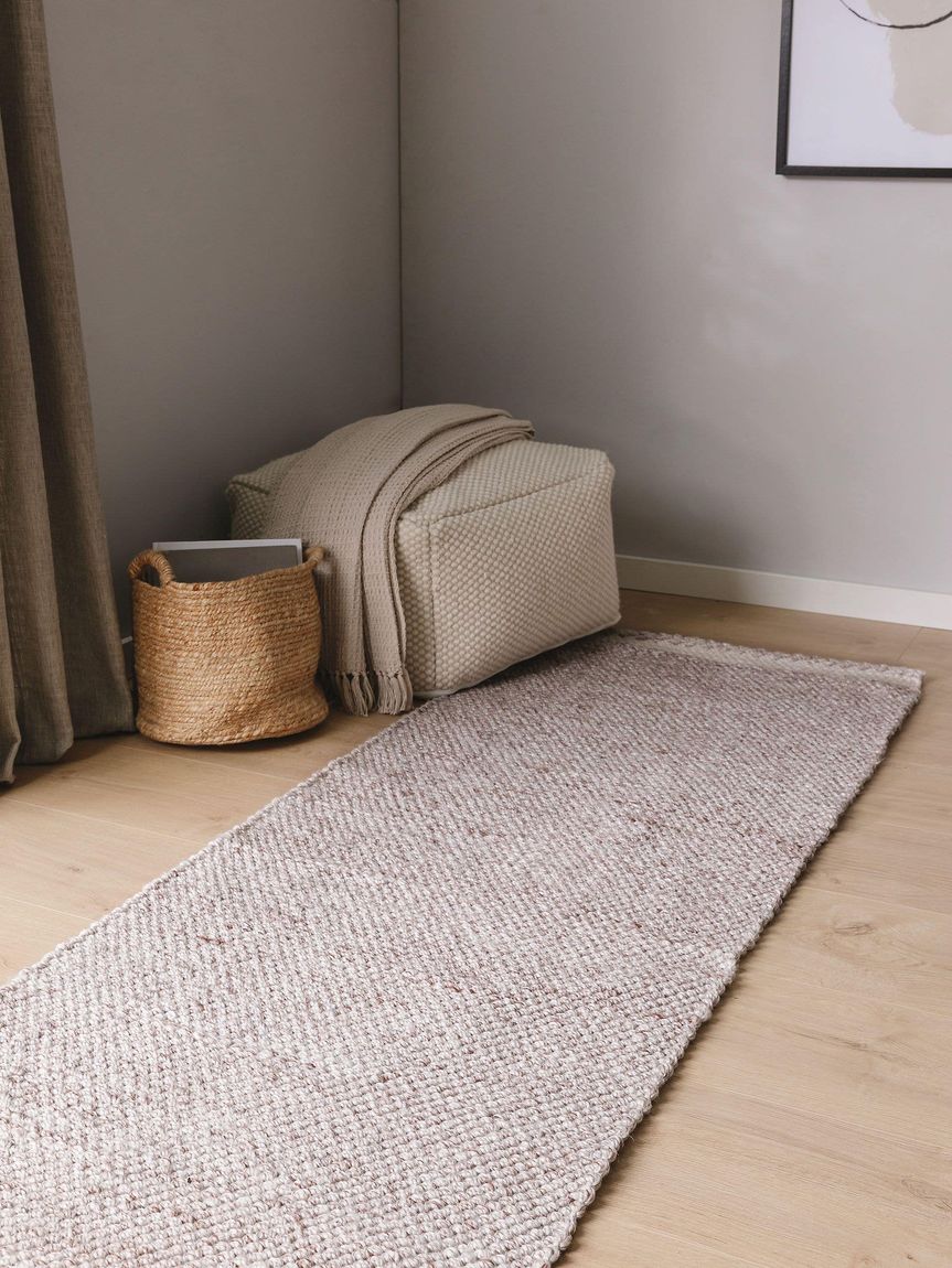 Teppich Läufer aus recyceltem Material Kiah 70x200 cm Creame / Taupe
