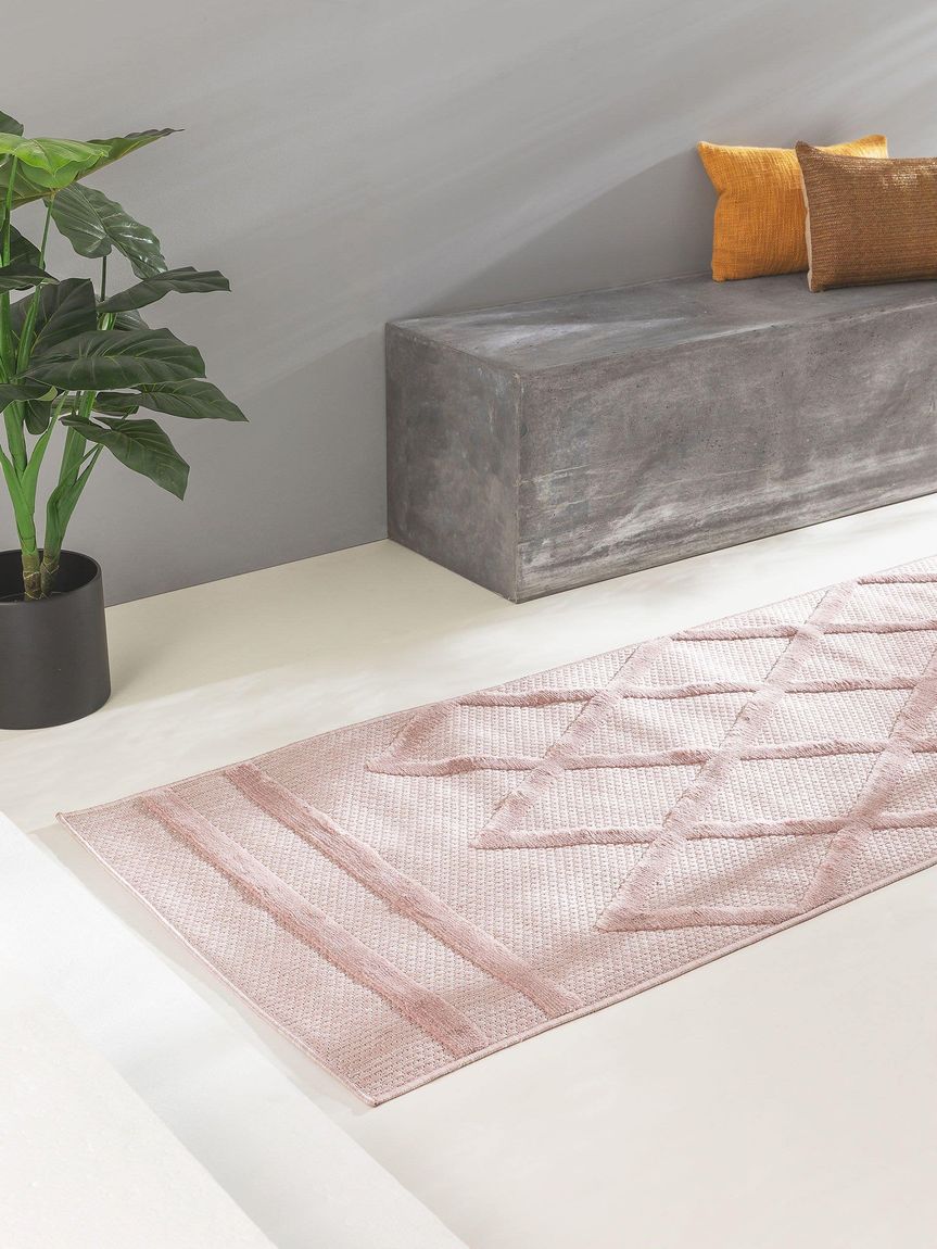 In- & Outdoor Teppich Bonte Läufer 75x220 cm Rosa