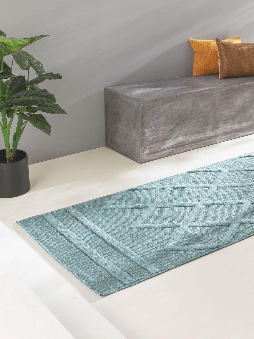 In- & Outdoor Teppich Bonte Läufer 75x220 cm Türkis