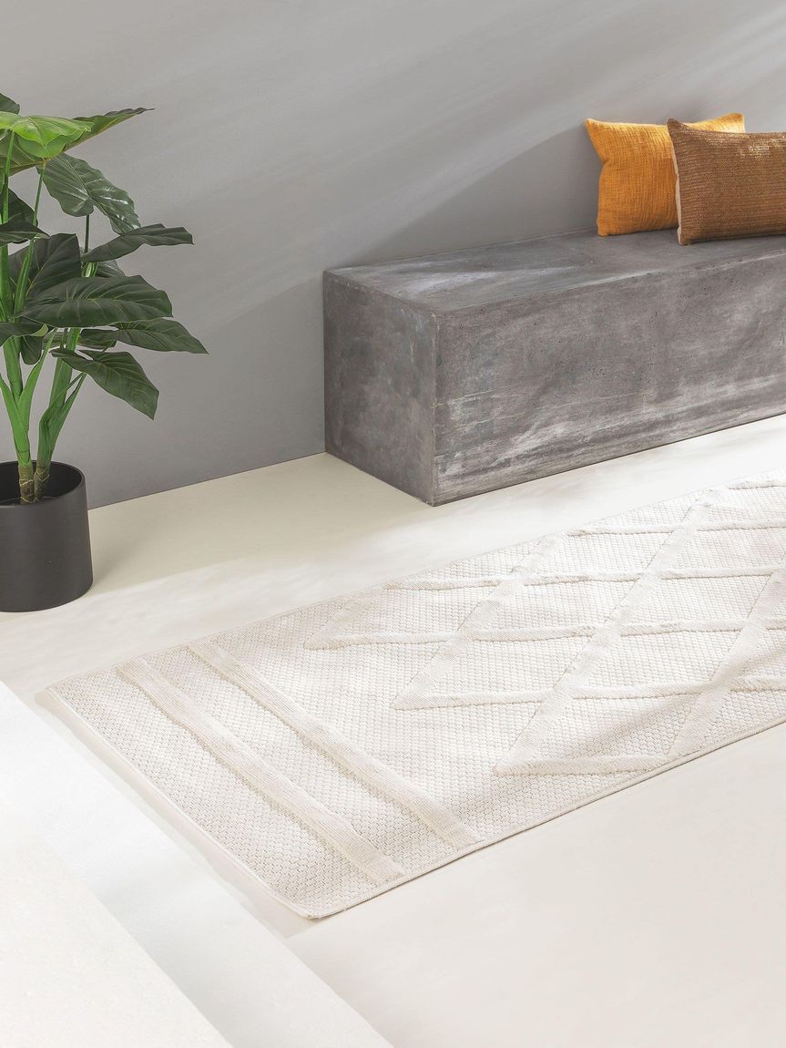 In- & Outdoor Teppich Bonte Läufer 75x220 cm Creame