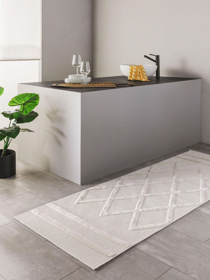 In- & Outdoor Teppich Bonte Läufer 75x220 cm Creame