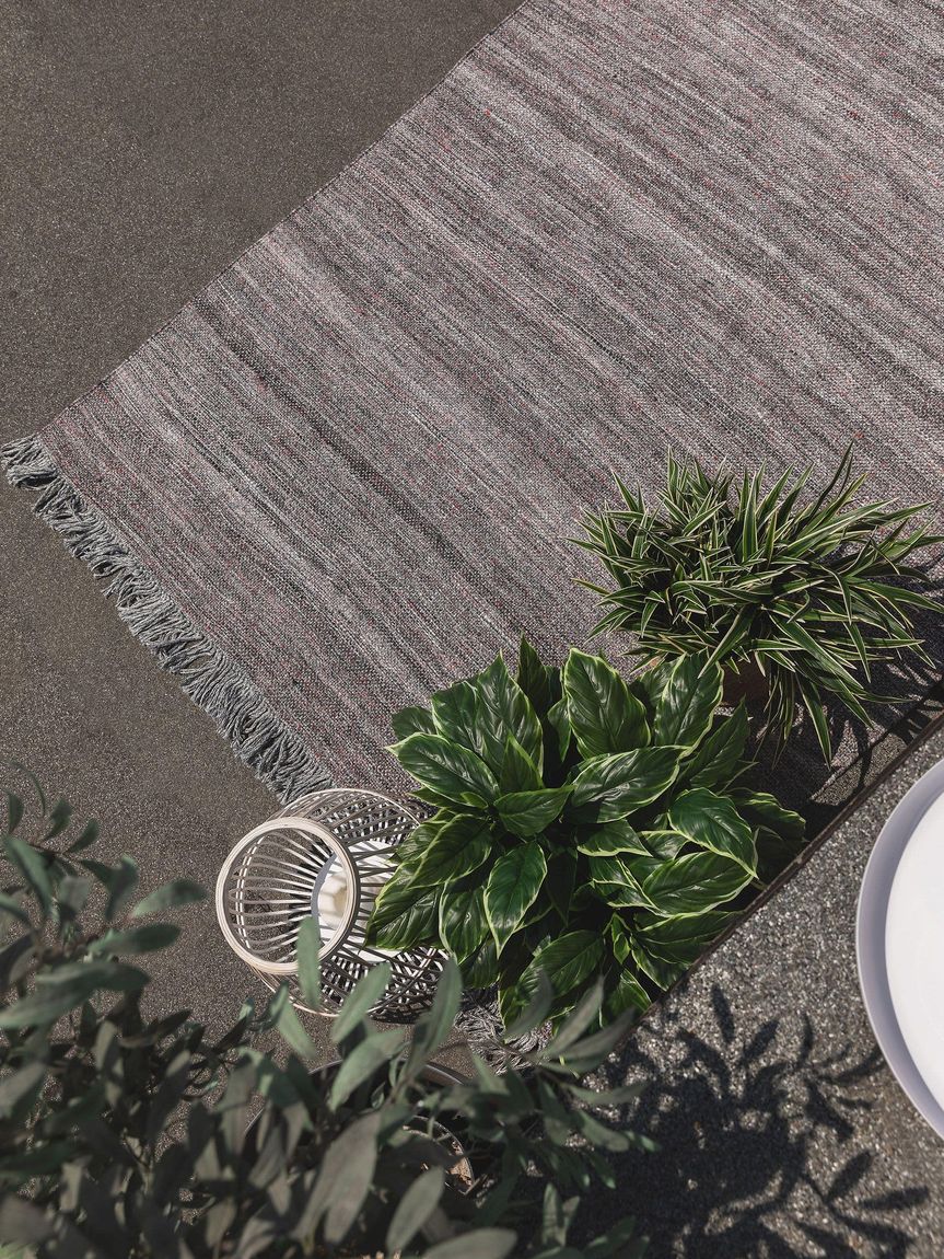 Teppich aus recyceltem Material Damian Grau / Rot