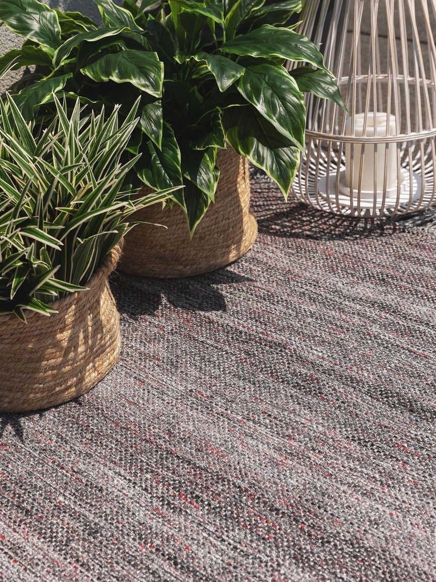 Teppich aus recyceltem Material Damian Grau / Rot