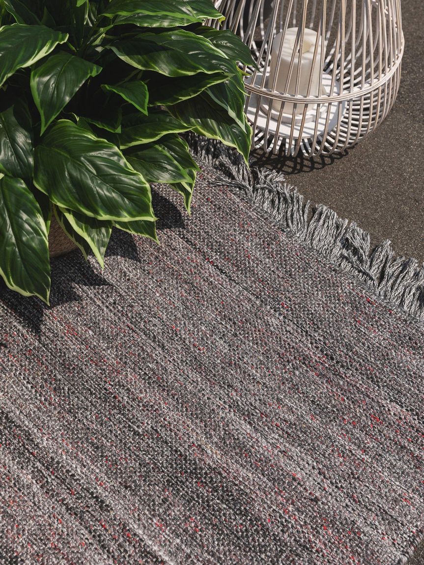 Teppich Läufer aus recyceltem Material Damian 70x200 cm Grau / Rot