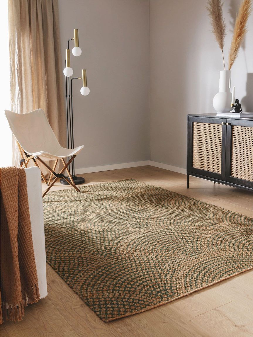 Juteteppich Baru Beige / Grün