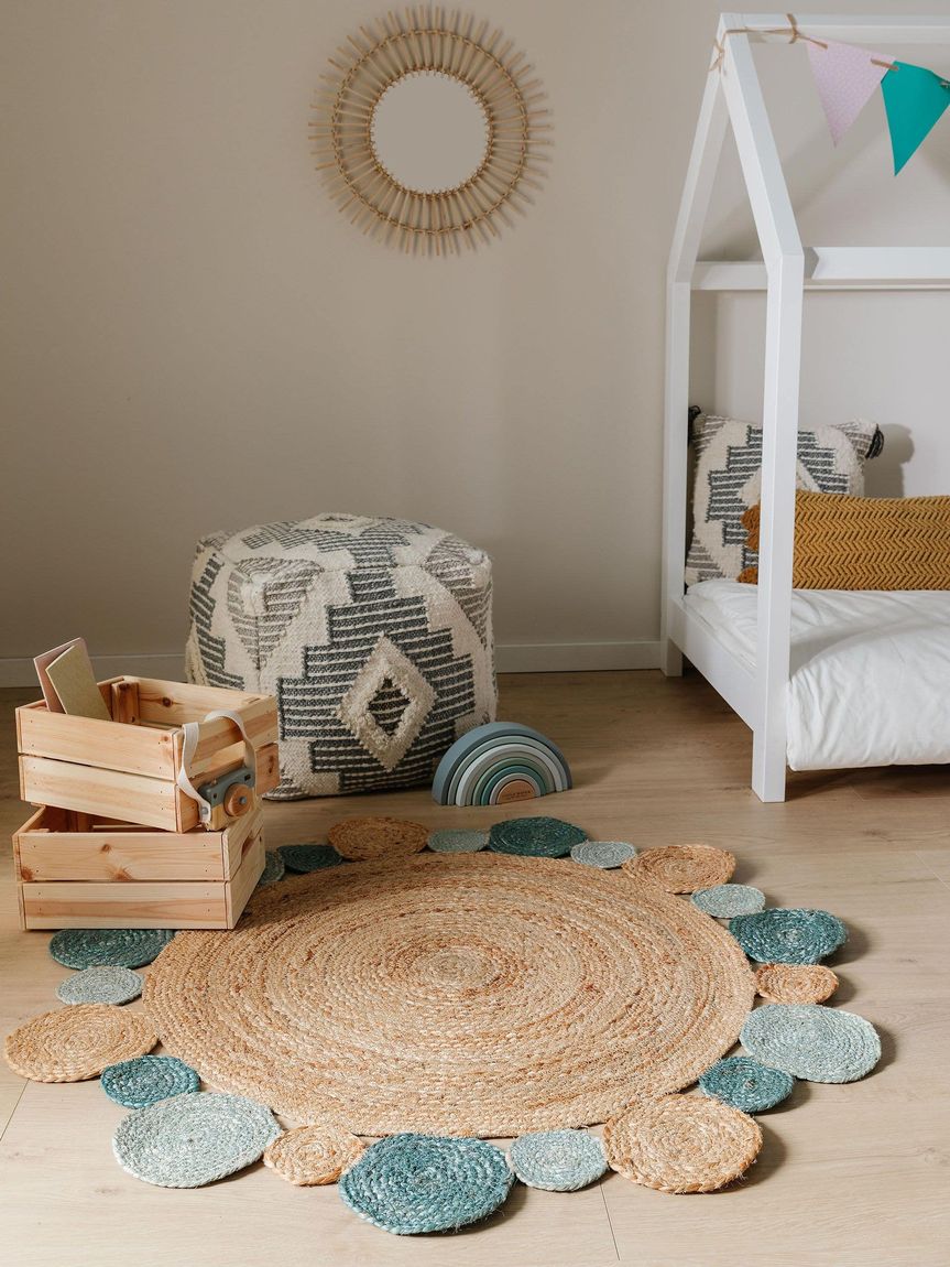 Kinderteppich Bubbles 115 cm rund Türkis
