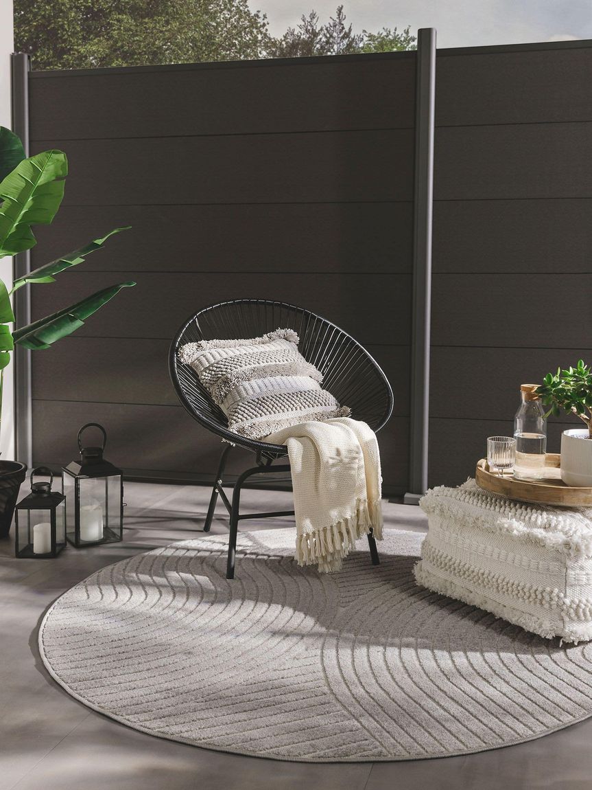 In- & Outdoor Teppich Mars Ø 160 cm rund Grau