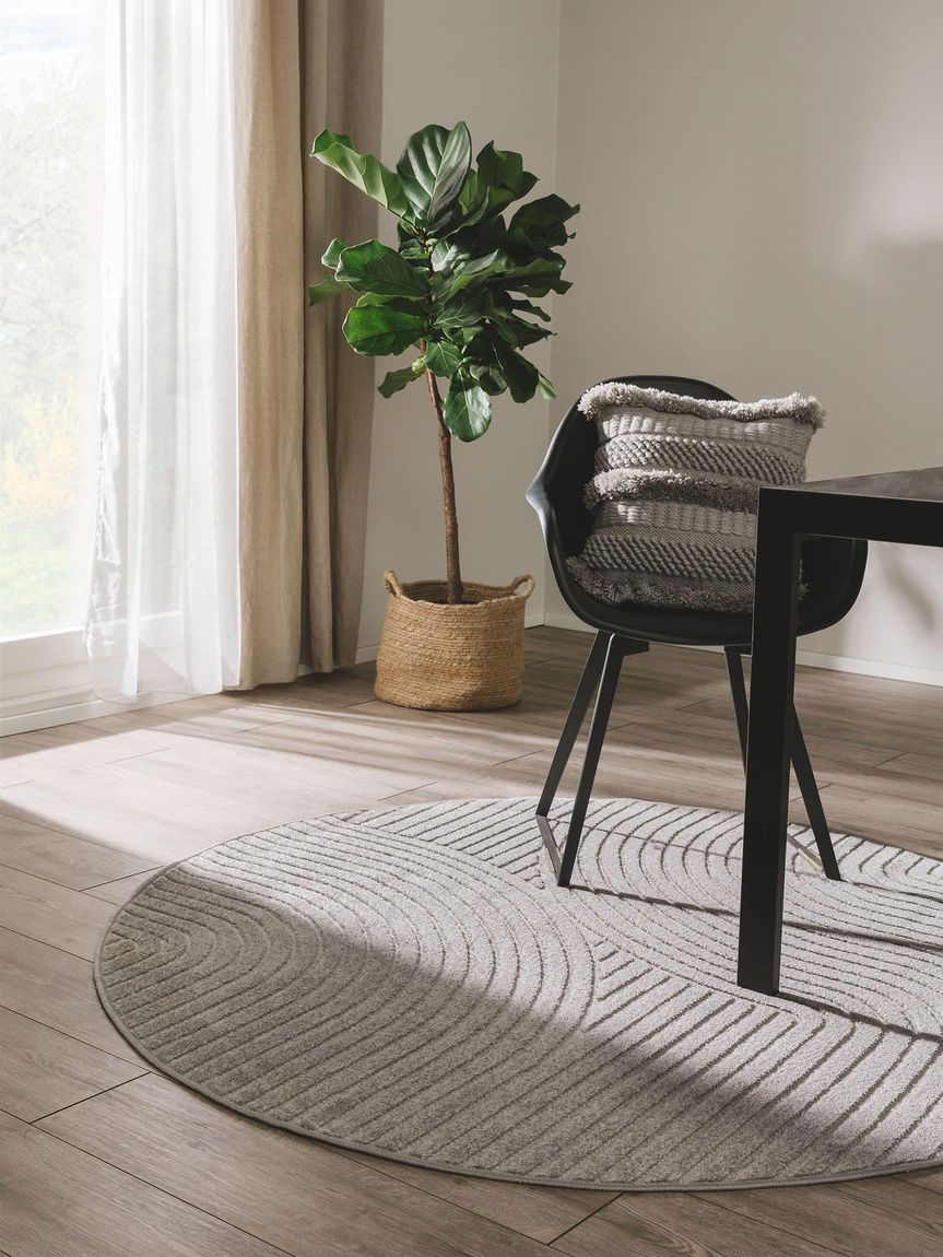 In- & Outdoor Teppich Mars Ø 160 cm rund Grau