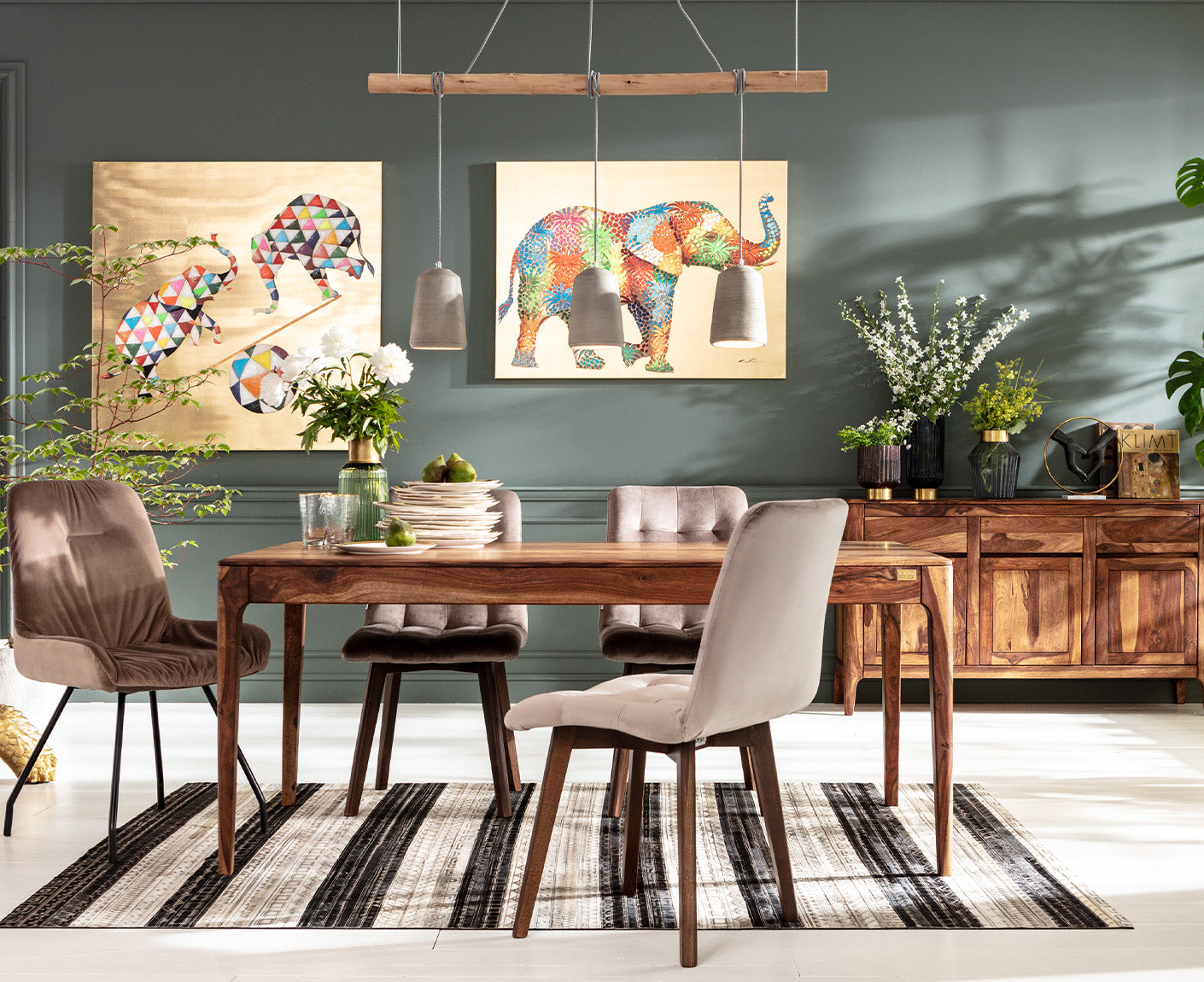 Leinwandbild Gemälde Flower Elefant 120x90 cm