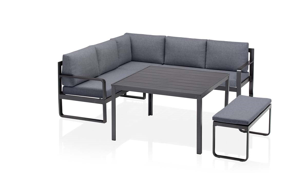 Kettler Gartenlounge 230x200 cm Essgruppe Anthrazit / Grau