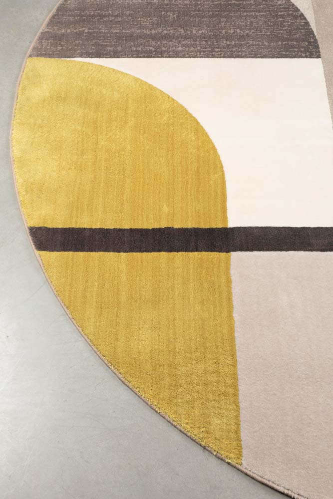Hilton Teppich Ø240 cm Grau/Gelb