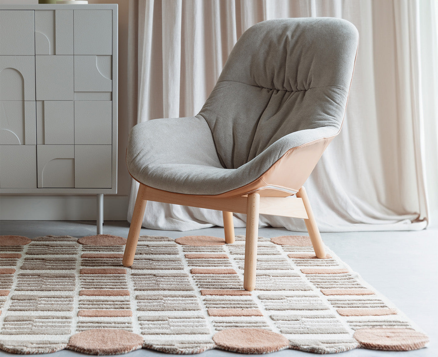 Mundra Woll Teppich 160 x 230 cm Beige