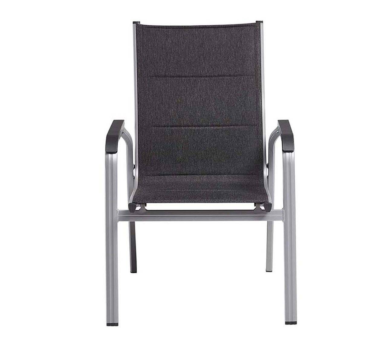 Kettler Basic Plus Padded 4x Stapelsessel, montiert, Silber / Anthrazit