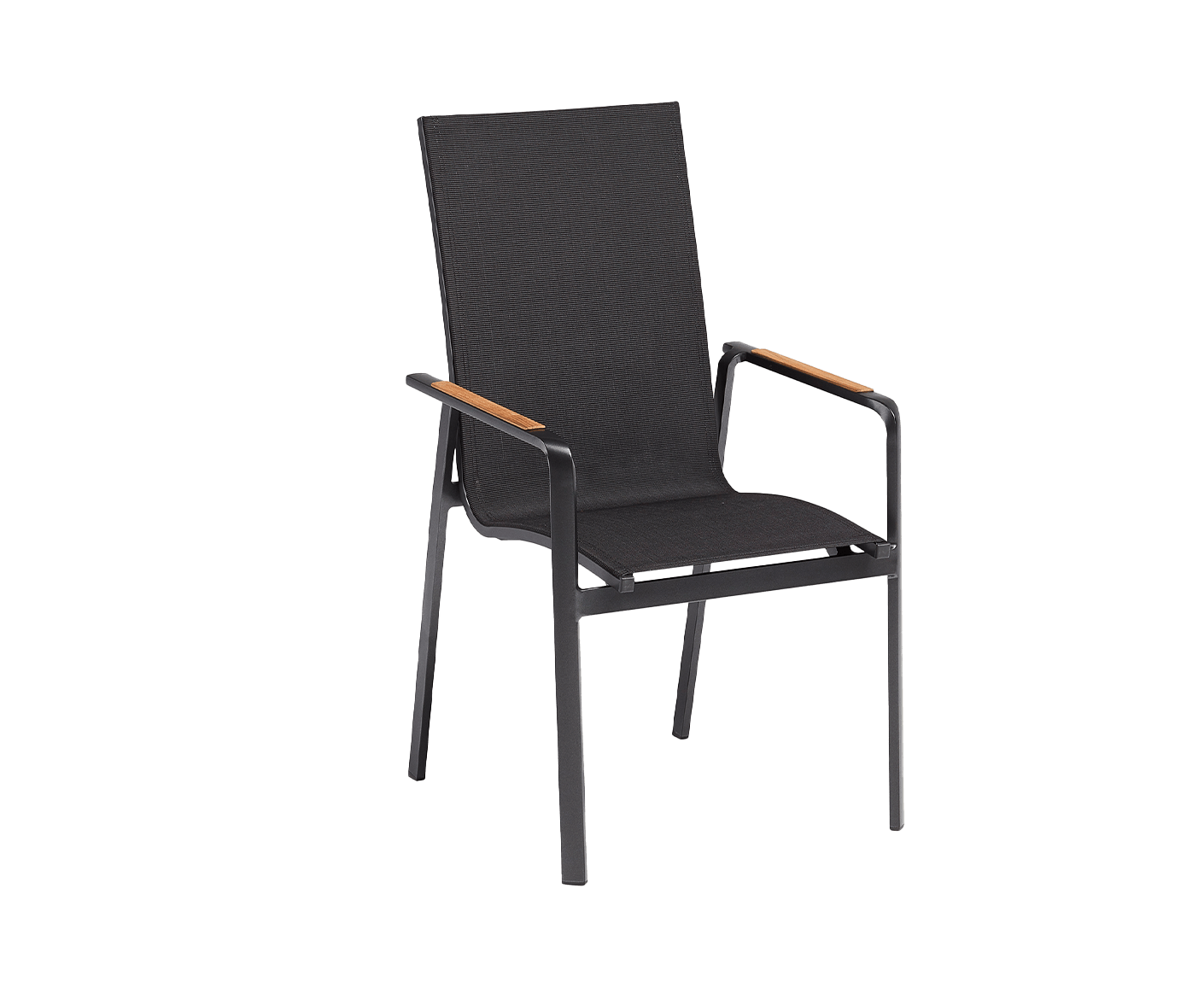 Kettler Dining Diamond Stapelsessel hohe Rückelehne Anthrazit-Teak / Schwarz