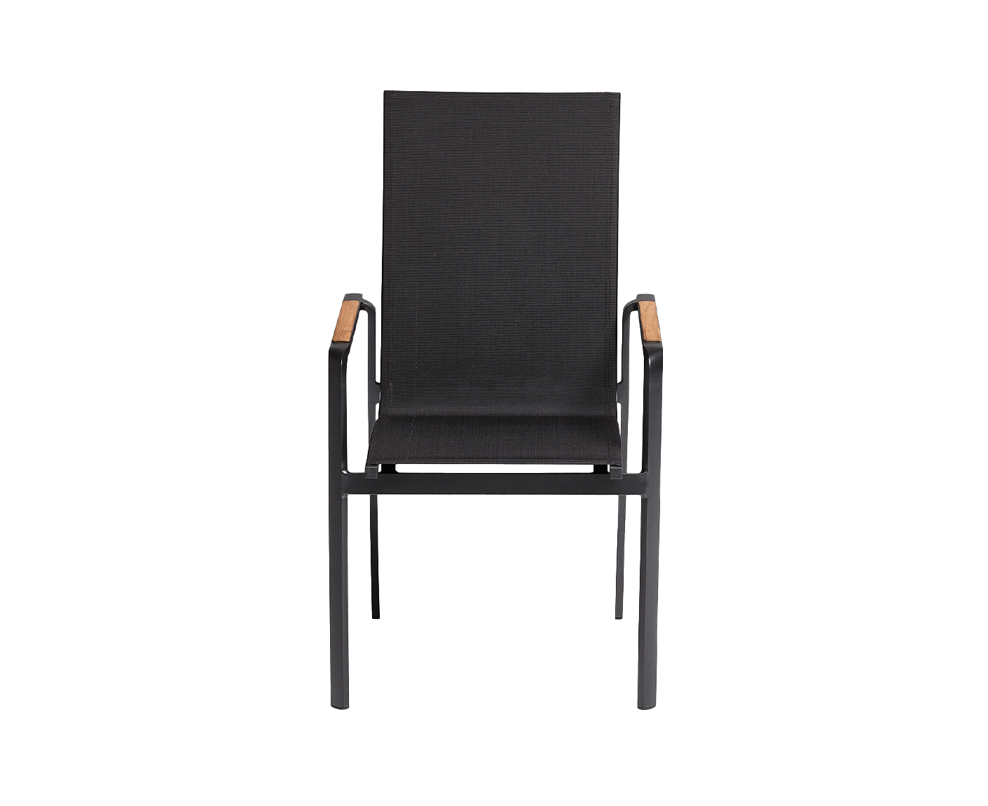 Kettler Dining Diamond Stapelsessel hohe Rückelehne Anthrazit-Teak / Schwarz