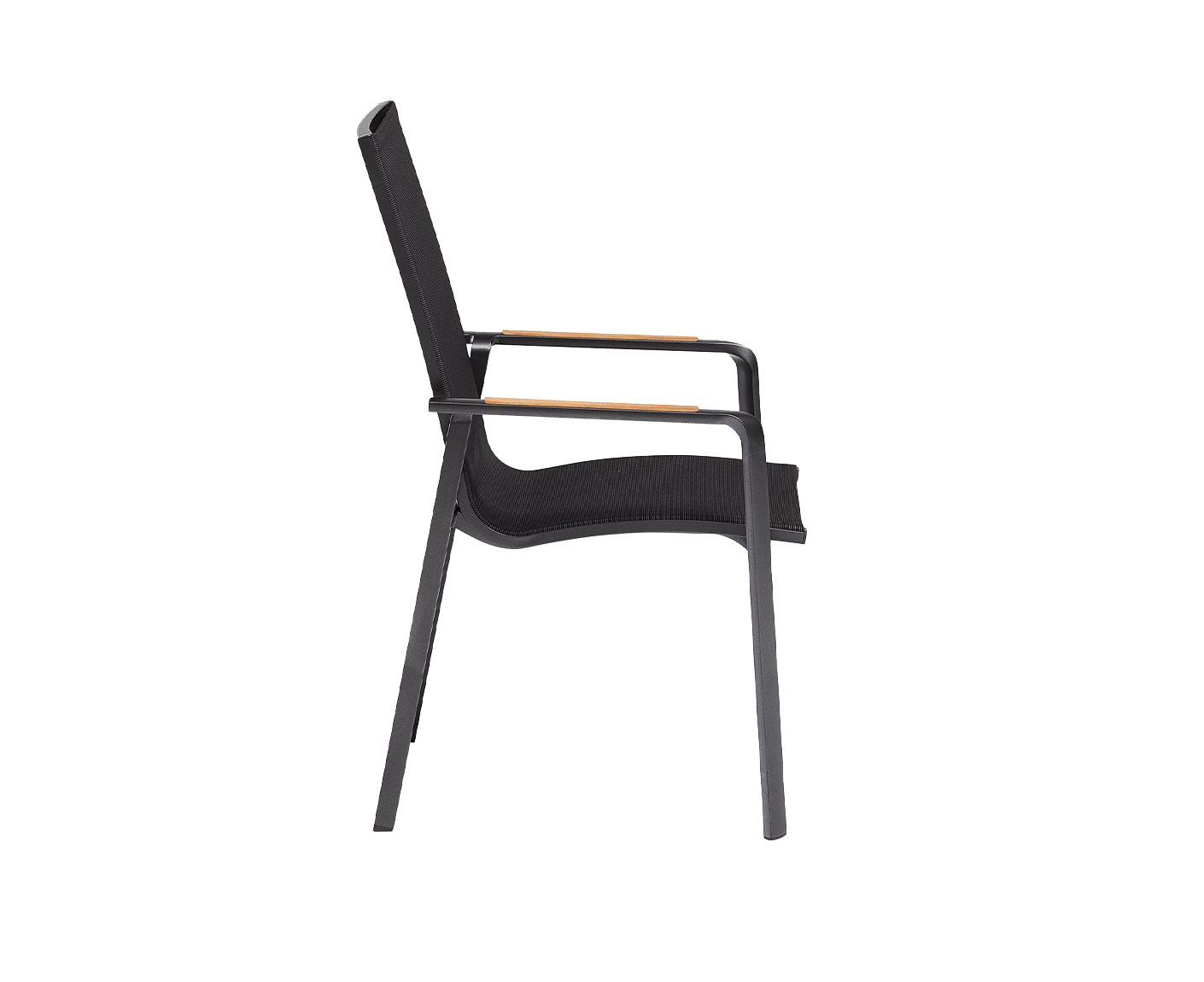 Kettler Dining Diamond Stapelsessel hohe Rückelehne Anthrazit-Teak / Schwarz