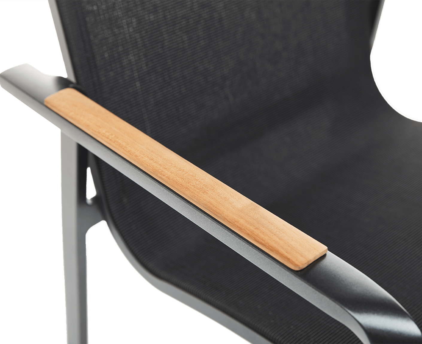 Kettler Dining Diamond Stapelsessel hohe Rückelehne Anthrazit-Teak / Schwarz