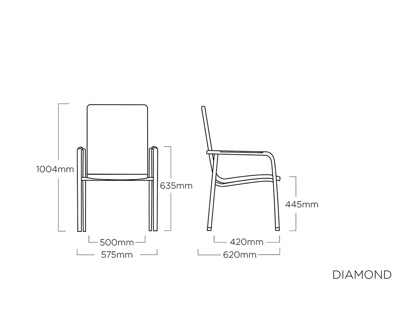 Kettler Dining Diamond Stapelsessel hohe Rückelehne Anthrazit-Teak / Schwarz