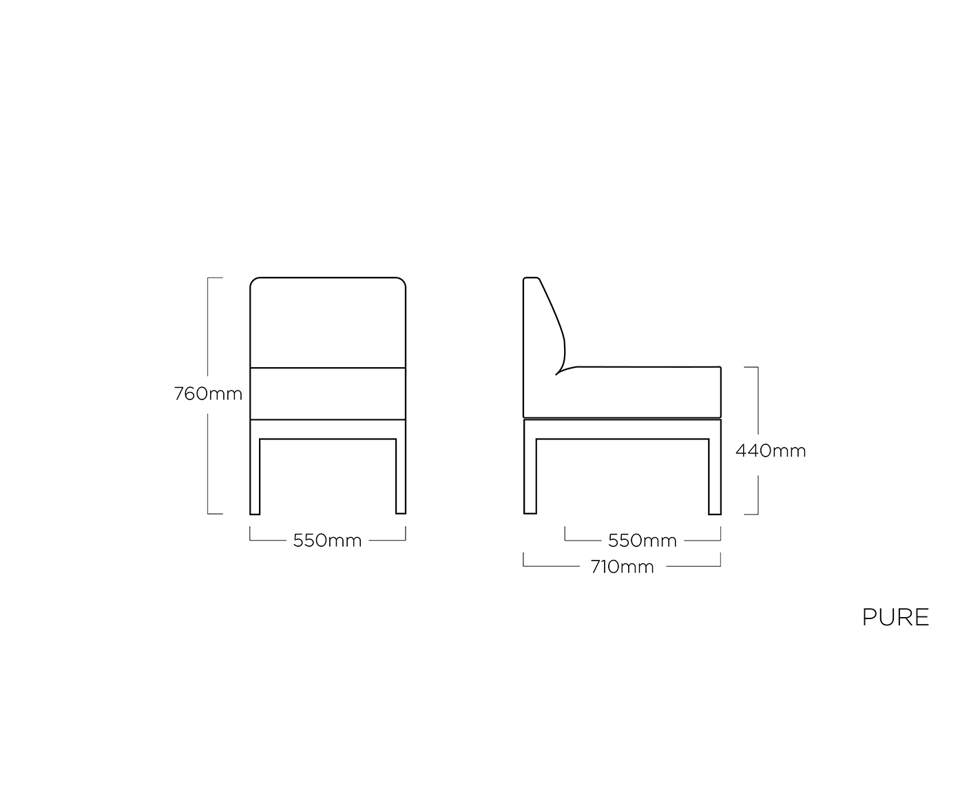 Kettler Pure City-Line Lounge Mittelteil Anthrazit / Sunbrella
