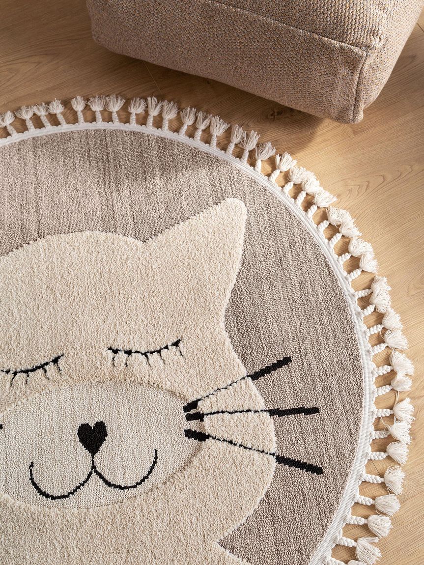 Kinderteppich Momo Ø 120 cm rund Beige