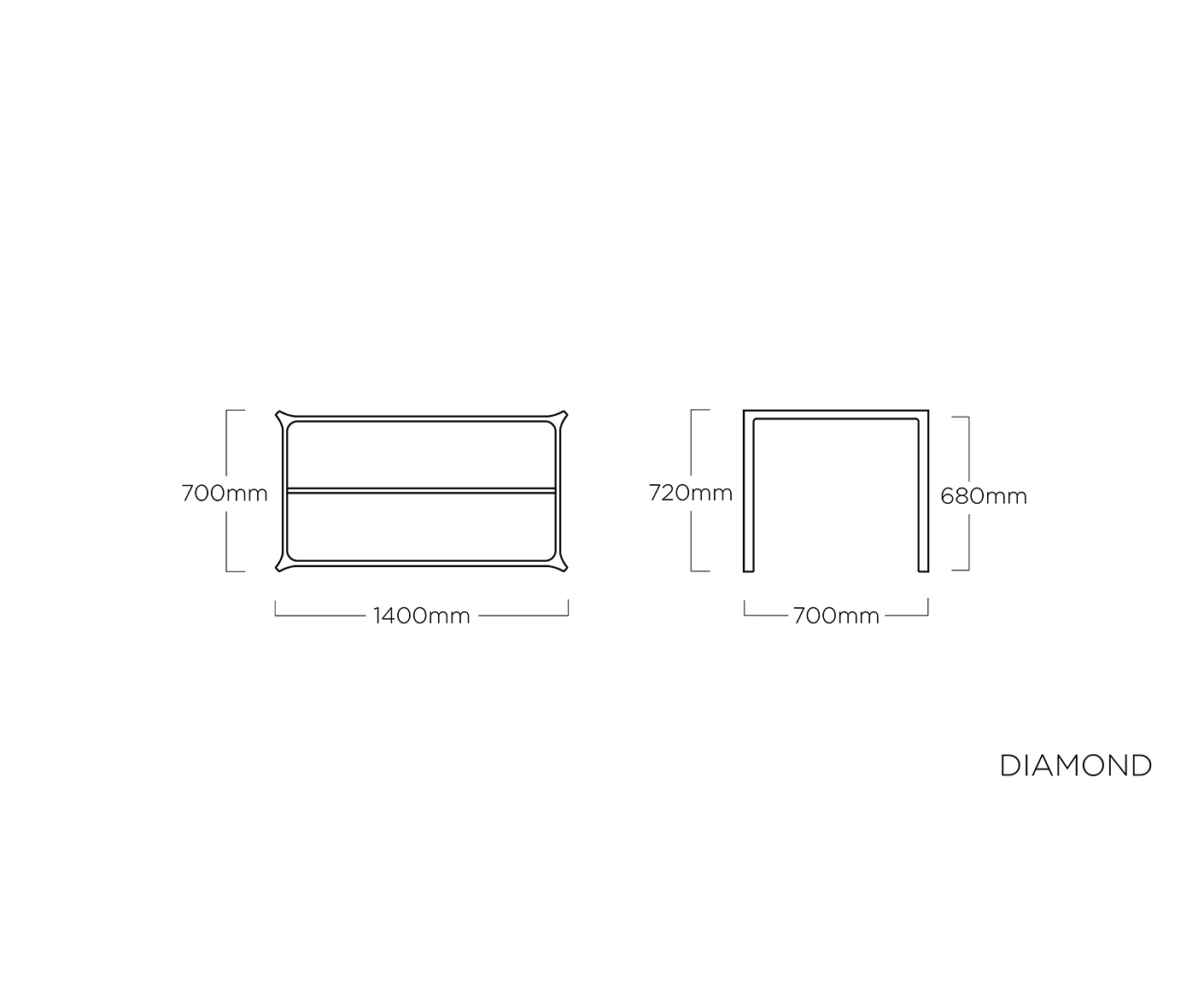 Kettler Diamond Tischgestell Größe wählbar Anthrazit