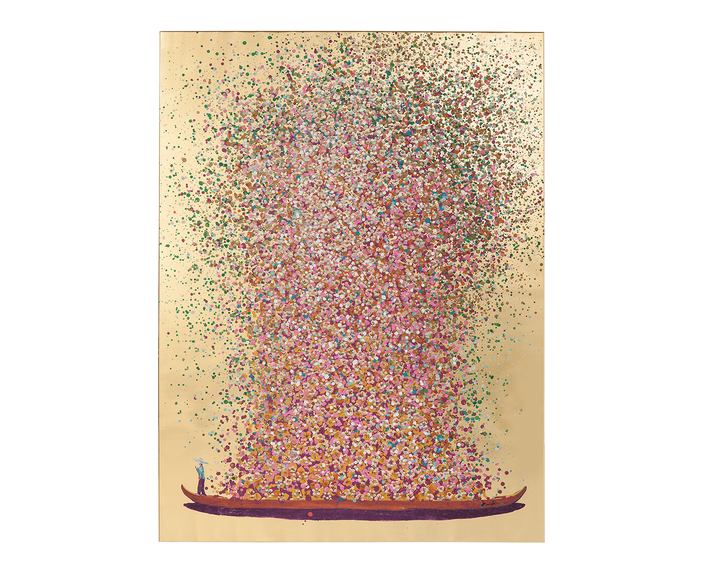 Leinwandbild Gemälde Flower Boat 80x100 cm