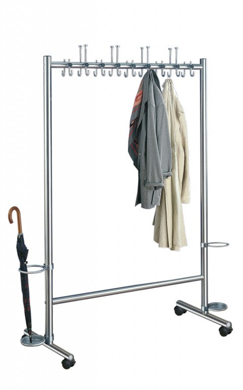 ARTE Reihengarderobenständer Garderobenständer Rollgarderobe Garderobe Edelstahl
