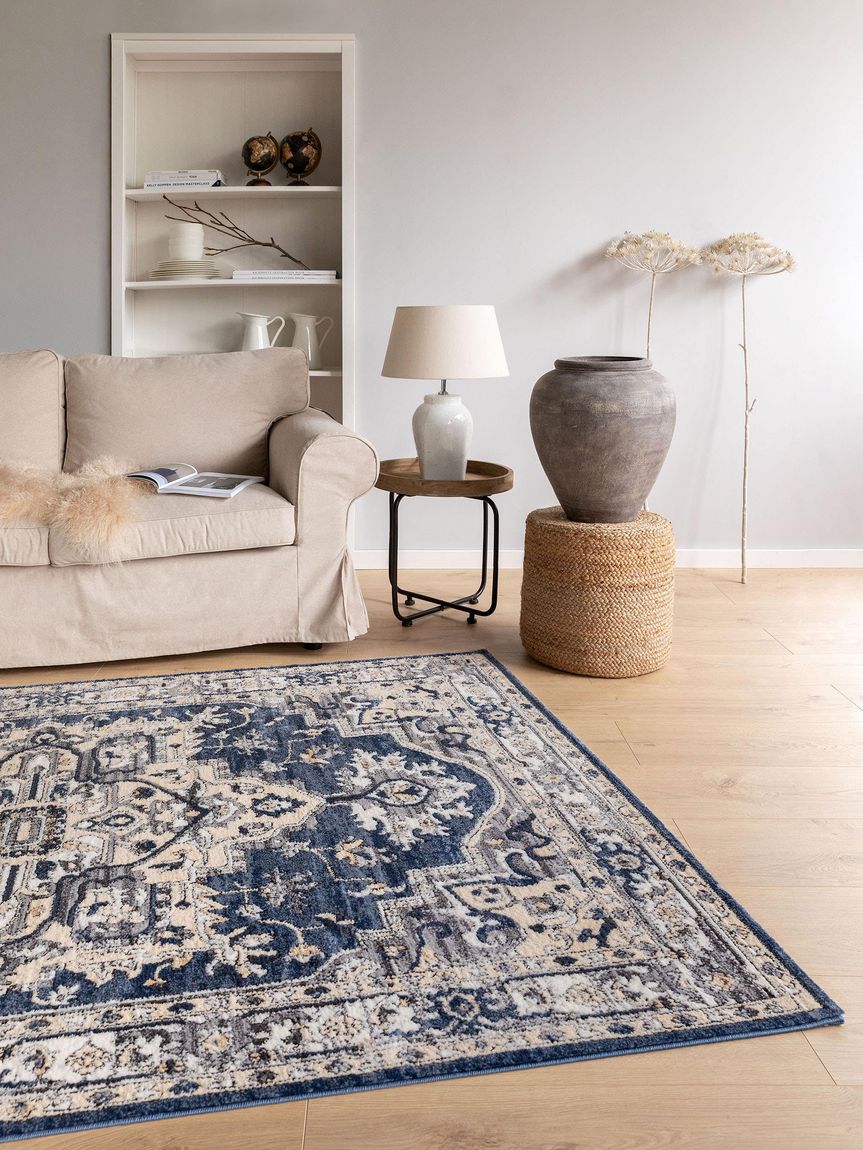 Teppich Sinan Beige / Blau