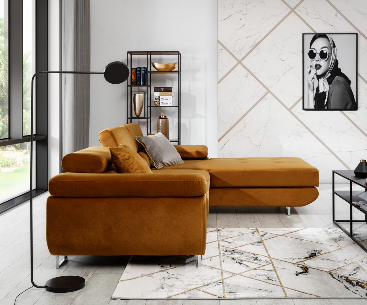 Armando Ecksofa 280 x 205 cm Grau (Webstoff - Sawana)