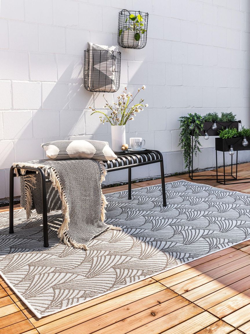 In- & Outdoor Teppich Nillo Grau / Taupe