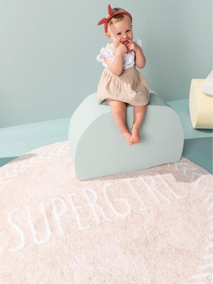 Waschbarer Kinderteppich Inka Ø 150 cm rund Beige