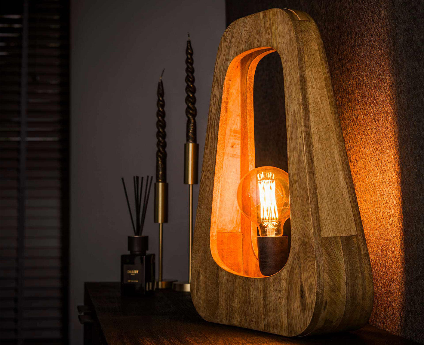 Tischlampe 1L Bray Massivholz Mango Natur