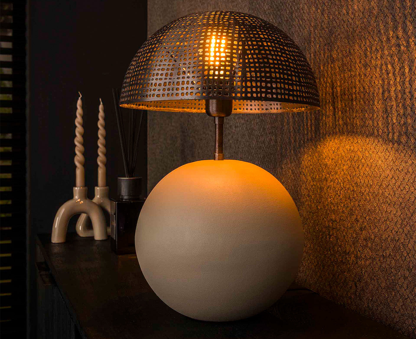 Tischlampe 1L Sphere Natur / Natural Grey