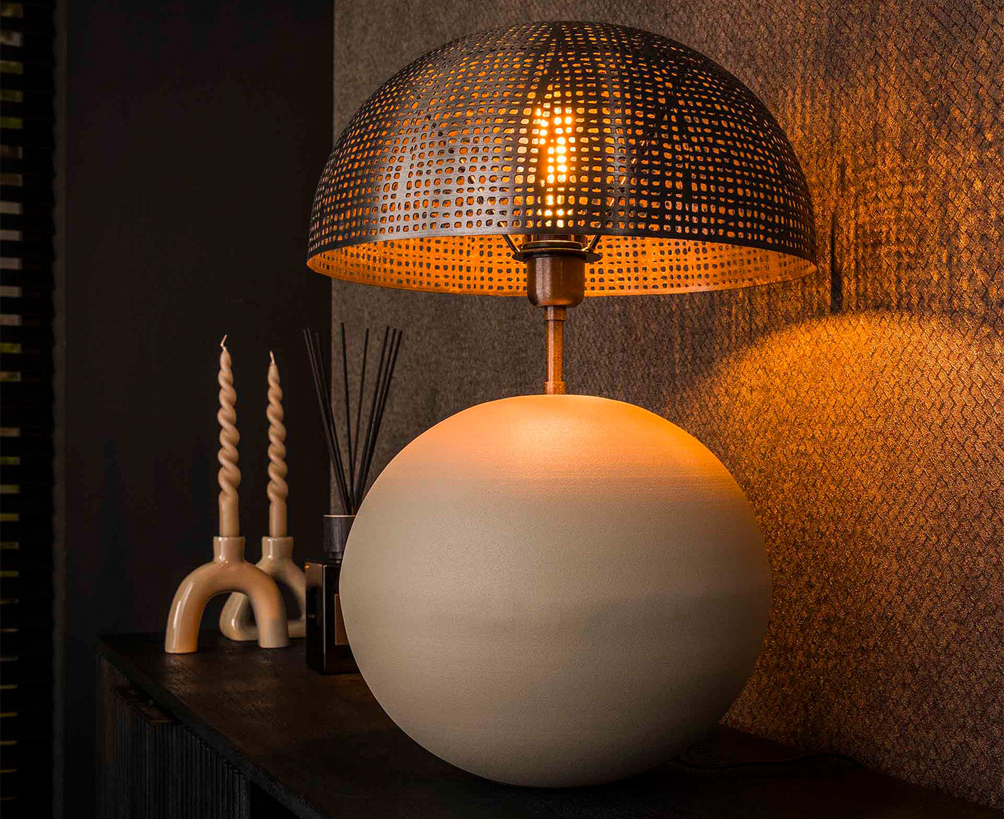 Tischlampe 1L Sphere Natur L / Natural Grey